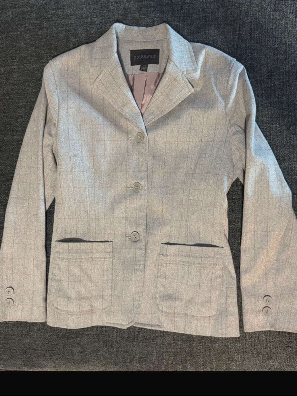 Express Light Gray Pinstripe Women's Blazer Jacket